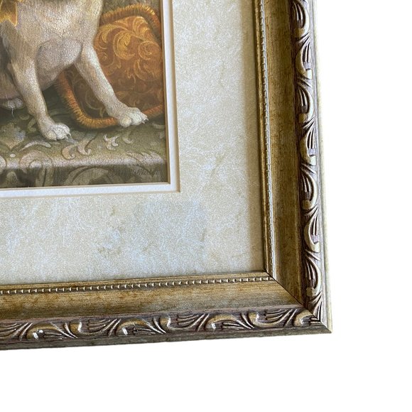 NY Artist Elaine Vollherbst Pampered Pug Puppy Dog Print Wood Frame Glass Art - Picture 8 of 14